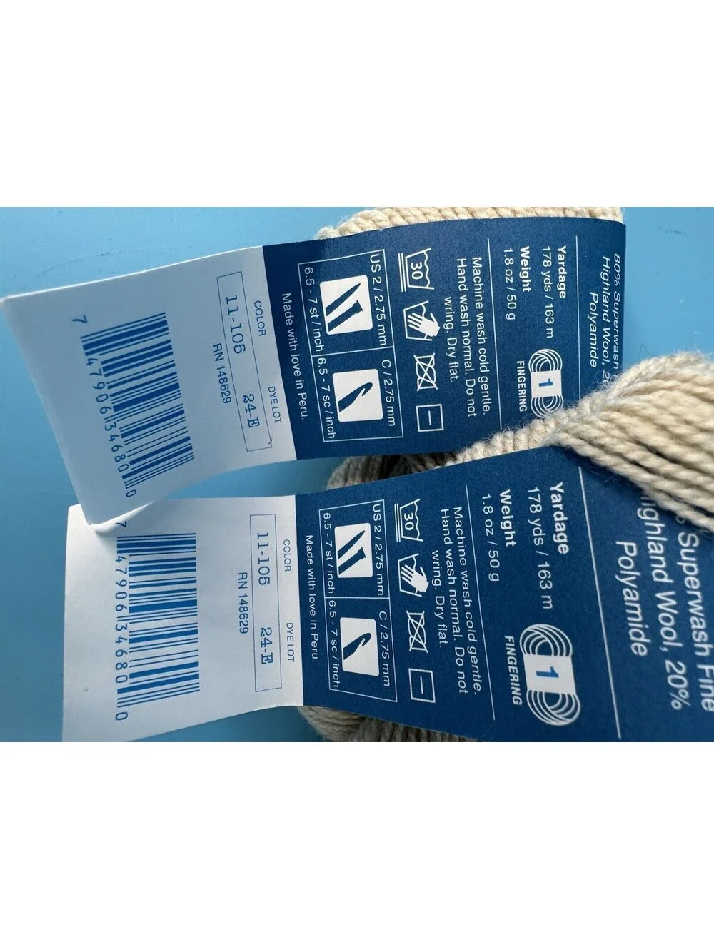 2 Cloudborn Highland Superwash Sock Twist Yarn Oatmeal Heather Dye Lot 24-E